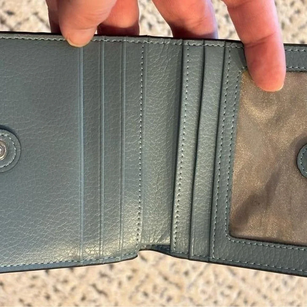 Slate‎ blue pebbled leather wallet